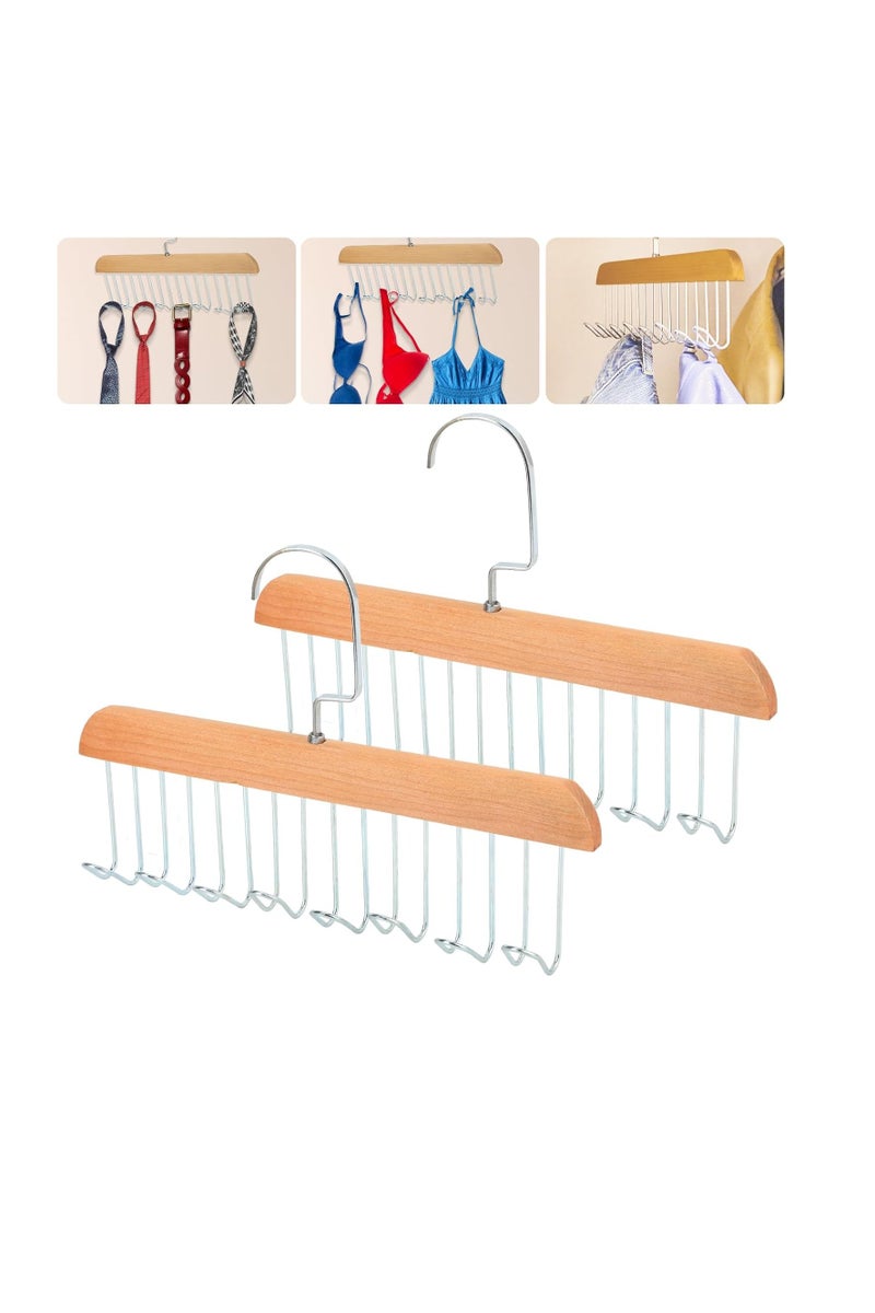 Multifunctional Hook Hangers, 2Pcs 8 Hooks Non-Slip Underwear Hanger with 360° Swivel, Sturdy Metal Belt/Tie Rack for Bra, Scarf, Hat, Necklace - Wardrobe Closet Storage Space Saver  - Image 1