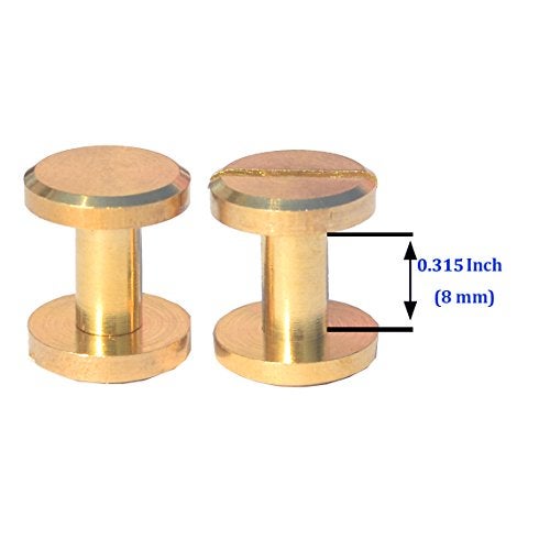 DGOL 50 Pairs Brass Backscrews Golden Leather Fasteners Sturdy Binding Rivets Belt Strap Collar Back Screws PU Studs Length (0.315 inch (8mm)) - Image 3