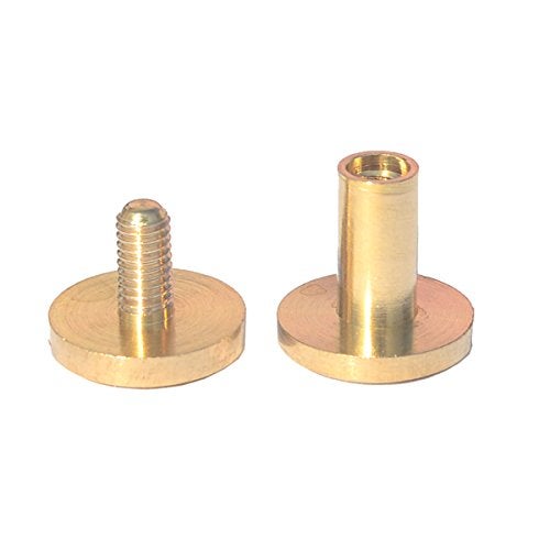 DGOL 50 Pairs Brass Backscrews Golden Leather Fasteners Sturdy Binding Rivets Belt Strap Collar Back Screws PU Studs Length (0.315 inch (8mm)) - Image 4
