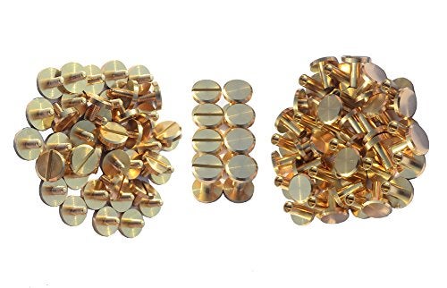 DGOL 50 Pairs Brass Backscrews Golden Leather Fasteners Sturdy Binding Rivets Belt Strap Collar Back Screws PU Studs Length (0.315 inch (8mm)) - Image 2
