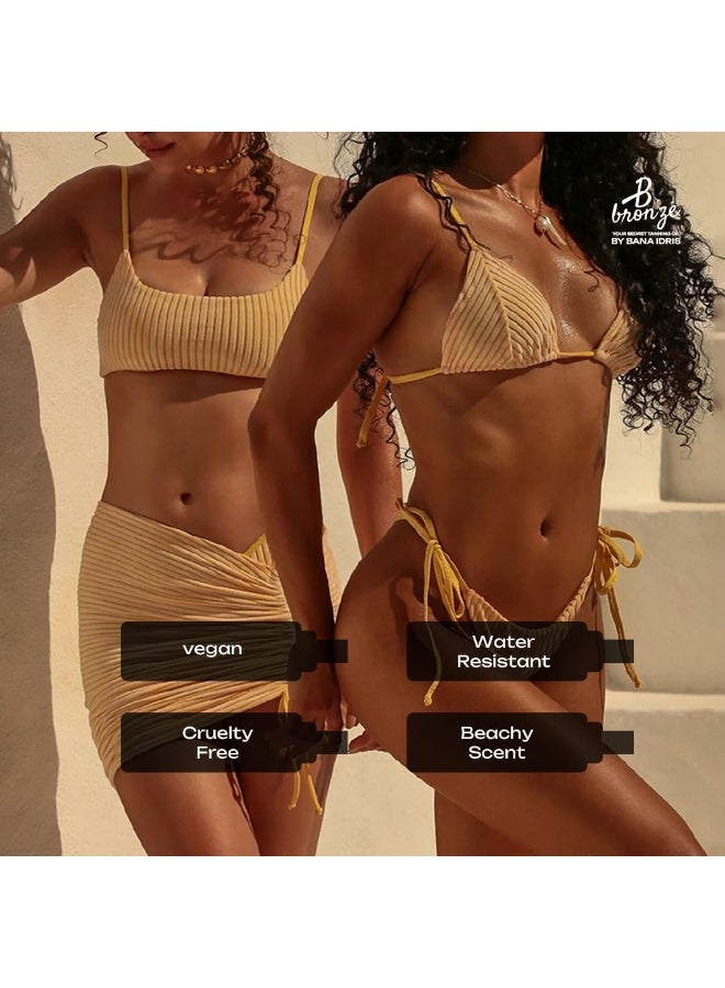B Bronze Dark Tanning Oil | Dark Tan Accelerator with Coconut Oil, Carrot Oil, & Coconut Water | Vegan, Cruelty-Free, Oxybenzone-Free, Water-Resistant | Perfect for Quick, Deep, Natural Glow- 1 Bottle - Image 5
