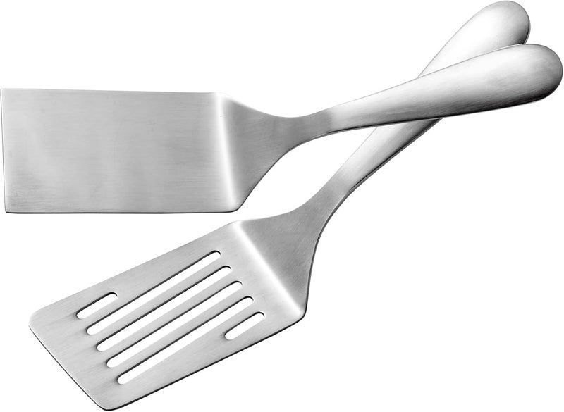 IMEEA Metal Spatulas Set SUS304 Stainless Steel Griddle Spatula Slotted Hamburger Turner Flat Top Grill Spatula for Cooking 10-Inch - Image 1