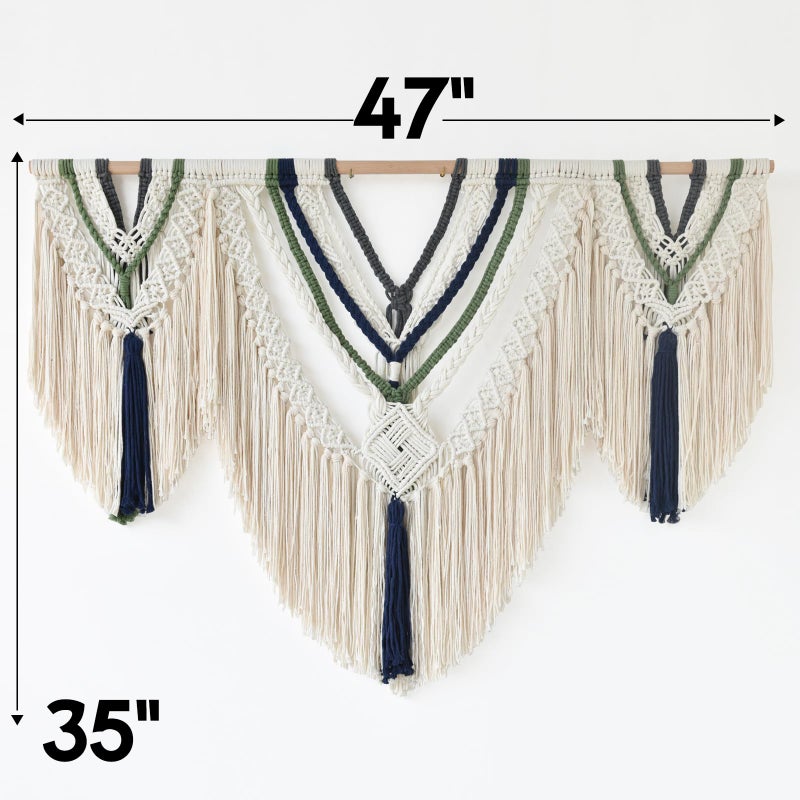 Jakalin Large Macrame Wall Hanging Boho Wall Decor 47" W x 35" L Handmade Craftmanship Yarn Wall Art For Bedroom Living Room Scandinavian Home Decor - Image 5
