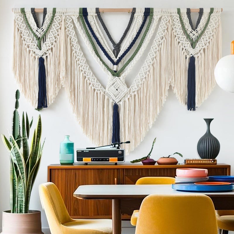 Jakalin Large Macrame Wall Hanging Boho Wall Decor 47" W x 35" L Handmade Craftmanship Yarn Wall Art For Bedroom Living Room Scandinavian Home Decor - Image 3