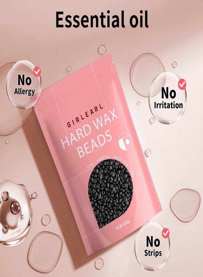 GIRLEARLE Hard Wax Beads, 1lb Wax Beans for Hair Removal, Hard Wax for Sensitive Skin at Home, Wax Refill Perfect for Legs, Facial, Brazilian Bikini, Eyebrow and Full Body for Women and Men (Black) - Image 2