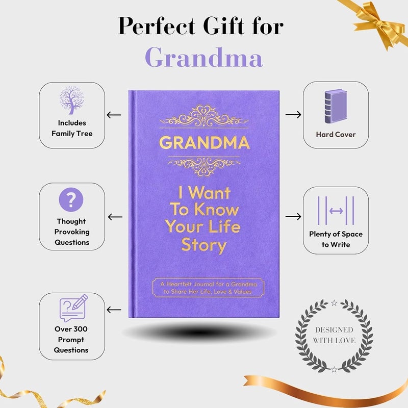 XKFCFC Grandma I Want to Know Your Life Story Journal (Hardcover):Sentimental Gifts for Women – Perfect for Birthday, Thanksgiving Day, Mothers Day & Christmas - Image 5