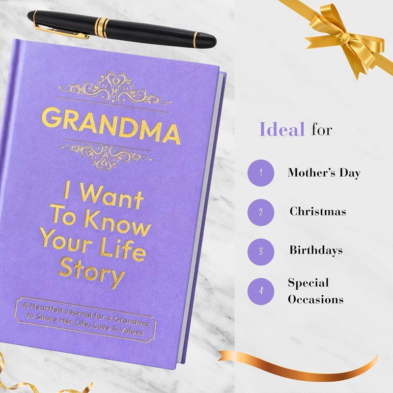 XKFCFC Grandma I Want to Know Your Life Story Journal (Hardcover):Sentimental Gifts for Women – Perfect for Birthday, Thanksgiving Day, Mothers Day & Christmas - Image 4