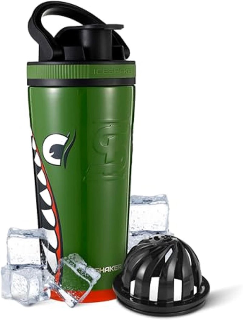 Ice Shaker Insulated Stainless Steel Shaker Bottle 26oz Bomber Cold for 30 Hours Insulated Cup with Twiston Agitator OdorFree Bottle for Protein Shakes Water Smoothies Cocktails