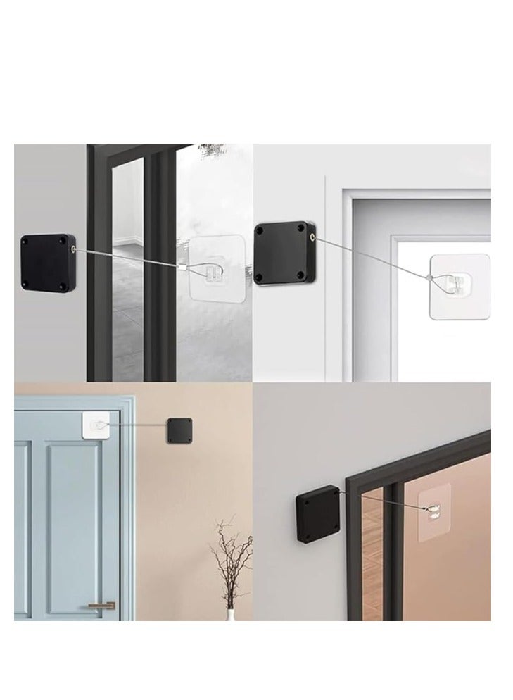 جهاز إغلاق الباب الأوتوماتيكي - تركيب لاصق بدون حفر لإغلاق الباب بسهولة وتلقائيًا، جهاز إغلاق الباب متعدد الوظائف عالي التحمل بدون ثقب (قد يختلف اللون) - Image 2