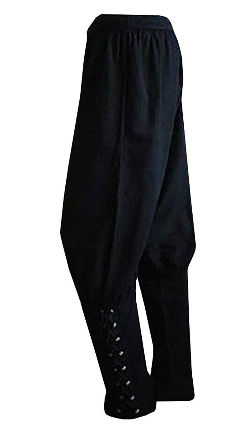 Runcati Mens Medieval Ankle Pants Viking Pirate Renaissance Costume Lace Up Tapered Banded Navigator Casual Trousers - Image 1