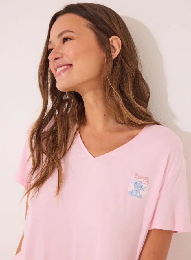 women'secret Lilo And Stitch Pink Short Pyjamas