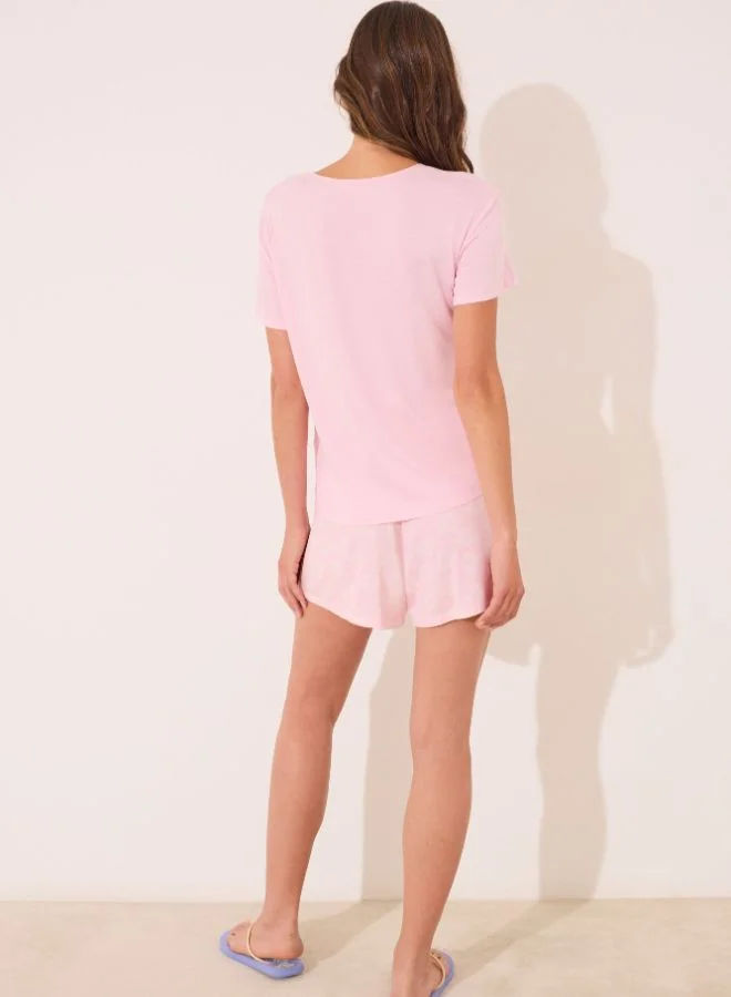 women'secret Lilo And Stitch Pink Short Pyjamas
