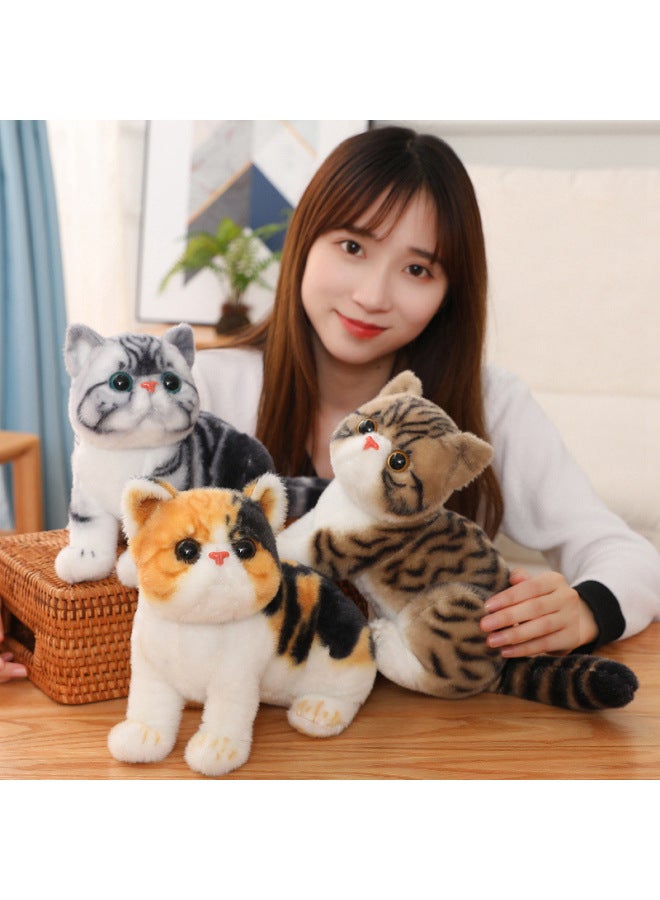 Cute Simulation Kitten Doll Plush Toy Cat Doll Children's Comfort Companion Pillow Doll Doll-Color:Three-Flower Cat-Height:26cm（0.18kg） - Image 2