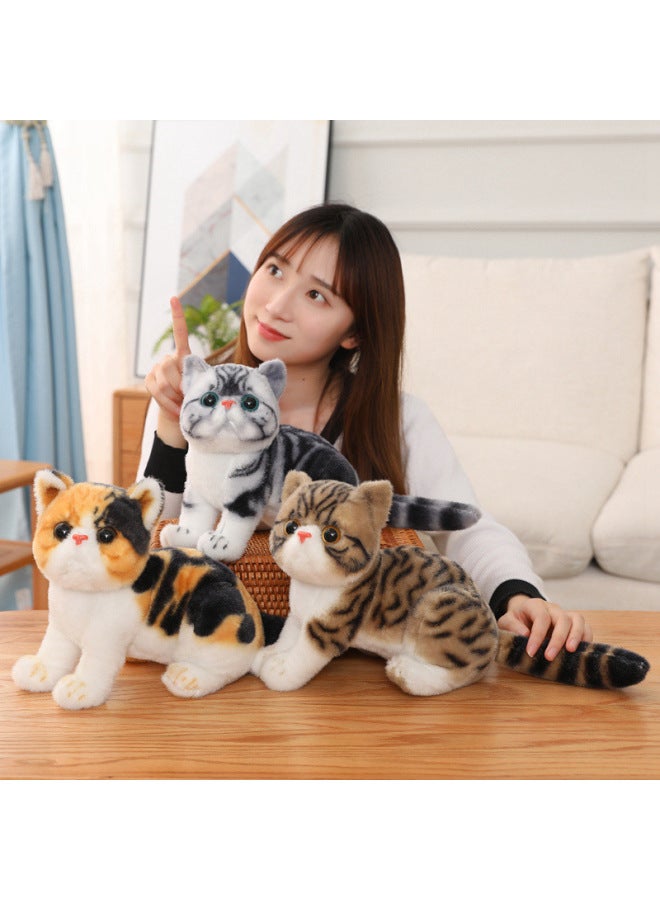 Cute Simulation Kitten Doll Plush Toy Cat Doll Children's Comfort Companion Pillow Doll Doll-Color:Three-Flower Cat-Height:26cm（0.18kg） - Image 3