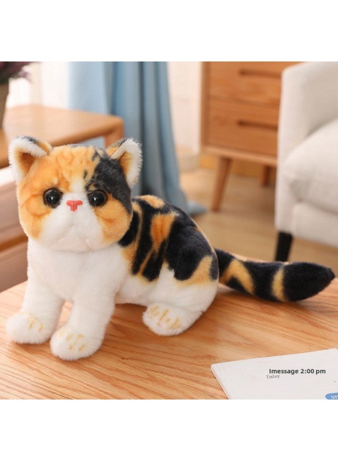 Cute Simulation Kitten Doll Plush Toy Cat Doll Children's Comfort Companion Pillow Doll Doll-Color:Three-Flower Cat-Height:26cm（0.18kg） - Image 1