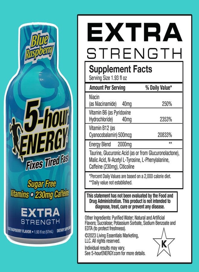 5-hour ENERGY مشروبات طاقة فائقة القوة تدوم 5 ساعات، بنكهة التوت الأزرق، 30 مشروبًا، 1.93 أونصة سائلة، خالية من السكر، صفر سعرات حرارية، تحتوي على أحماض أمينية وفيتامينات ب الأساسية، مكمل غذائي، يمنحك شعورًا باليقظة والنشاط، 230 ملغ كافيين - Image 2