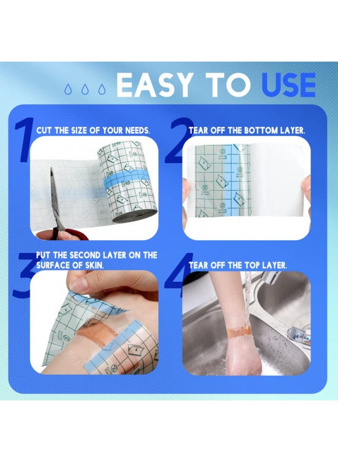 BBTO Transparent Dressing Adhesive Bandage Waterproof Bandage Clear Adhesive Bandages Stretch Tape for Tattoos Swimming (3.94 Inch x 10.94 Yard) - Image 3