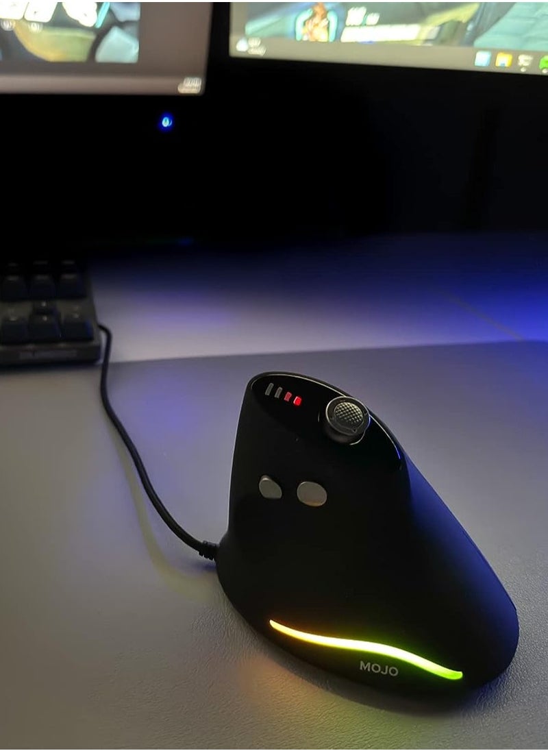 Generic - Silent Vertical Gaming Mouse - Ergonomic Mouse for PC Gaming w/ 4 Directional Joystick ons, Adjustable DPI (1000-10000), Custom Software, Macros, and More - Image 1