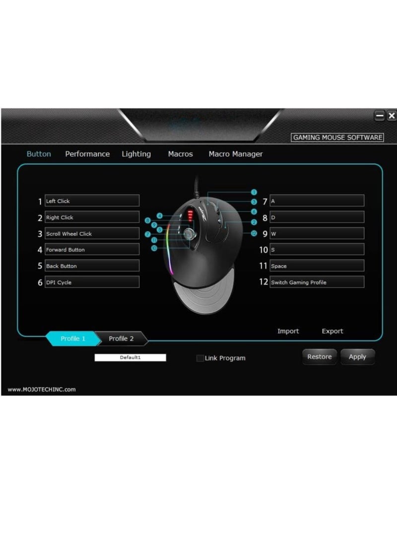 Generic - Silent Vertical Gaming Mouse - Ergonomic Mouse for PC Gaming w/ 4 Directional Joystick ons, Adjustable DPI (1000-10000), Custom Software, Macros, and More - Image 1