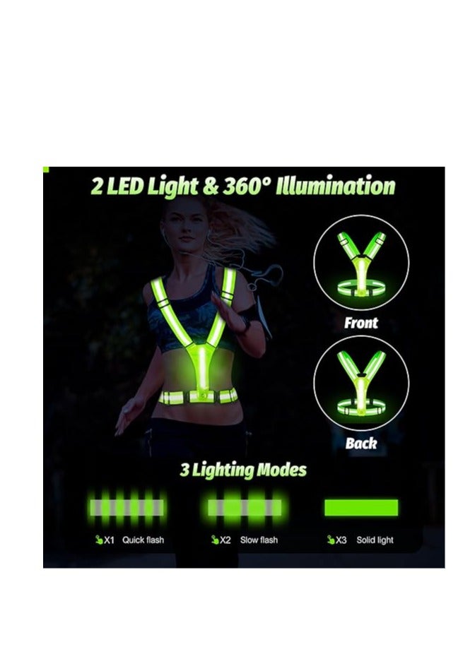 Generic LED Reflective Running Vest - light up Running vest with 3 Light Mode, Reflective Vest  Running Lights for Runners, Rechargeable Night Running Gear - Reflective Belt Safety Vest for Women Men  - Image 2