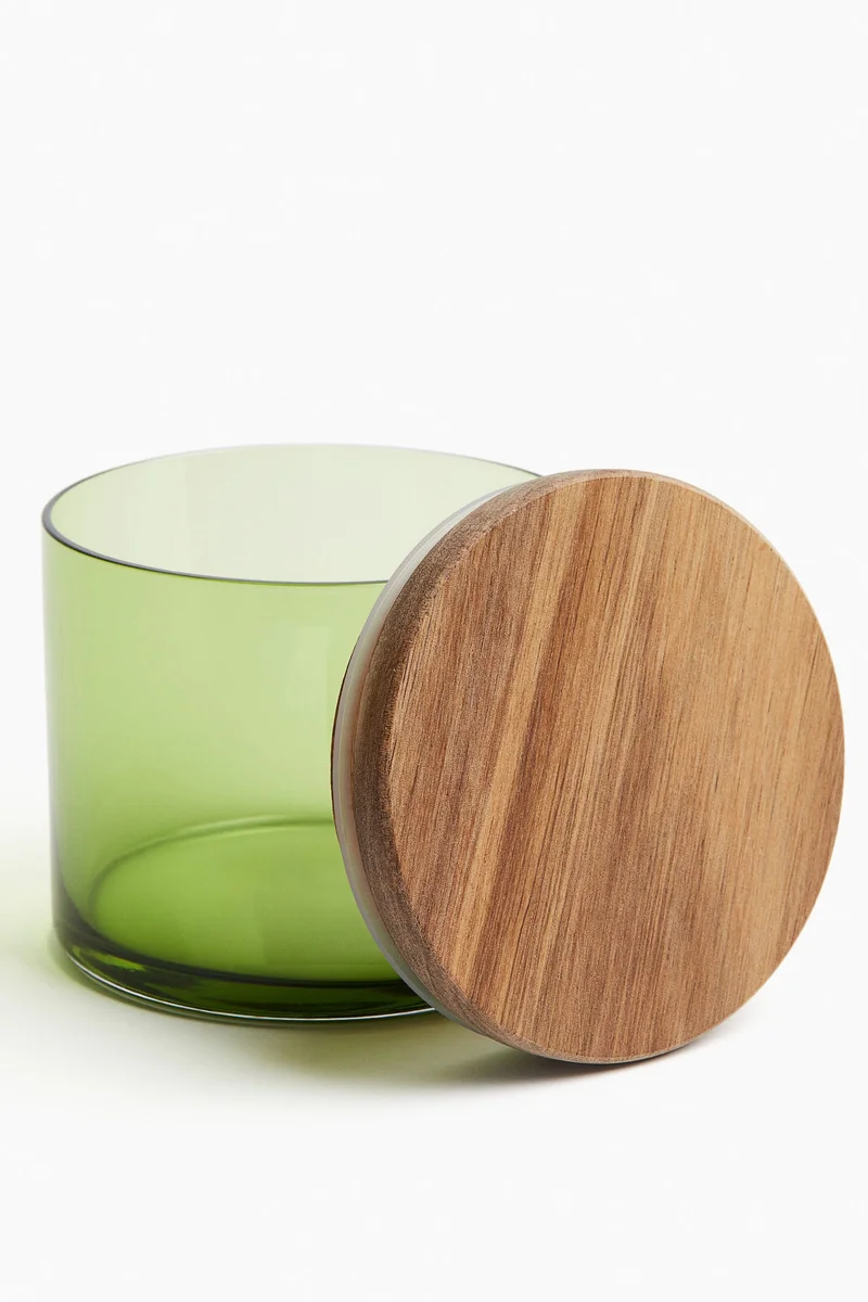 اتش اند ام وعاء زجاجي صغير بغطاء