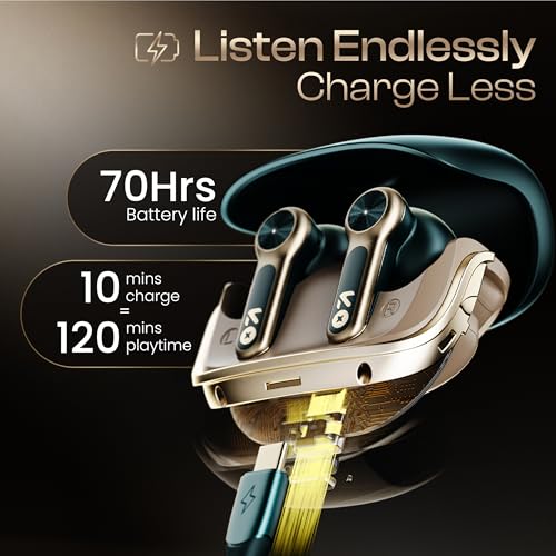 GOBOULT Raven in Ear TWS Earbuds with 70H Playtime, App Support, Quad Mic ENC, 50ms Ultra Low Latency, Dual Device Pairing, 10mm Driver, Bluetooth 5.4 Wireless Earbuds (Emerald Green) - Image 3