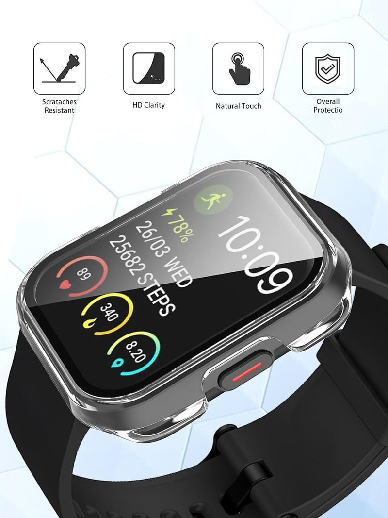 WUNIAK Case for SKG V7/V7 Pro,Hard PC Screen Protector for V7 Pro Smartwatch,9H Tempered Glass Ultra-Thin Full-Coverage Shockproof Bumper,(Transparent) - Image 2