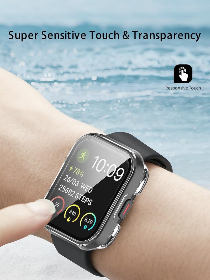 WUNIAK Case for SKG V7/V7 Pro,Hard PC Screen Protector for V7 Pro Smartwatch,9H Tempered Glass Ultra-Thin Full-Coverage Shockproof Bumper,(Transparent) - Image 5