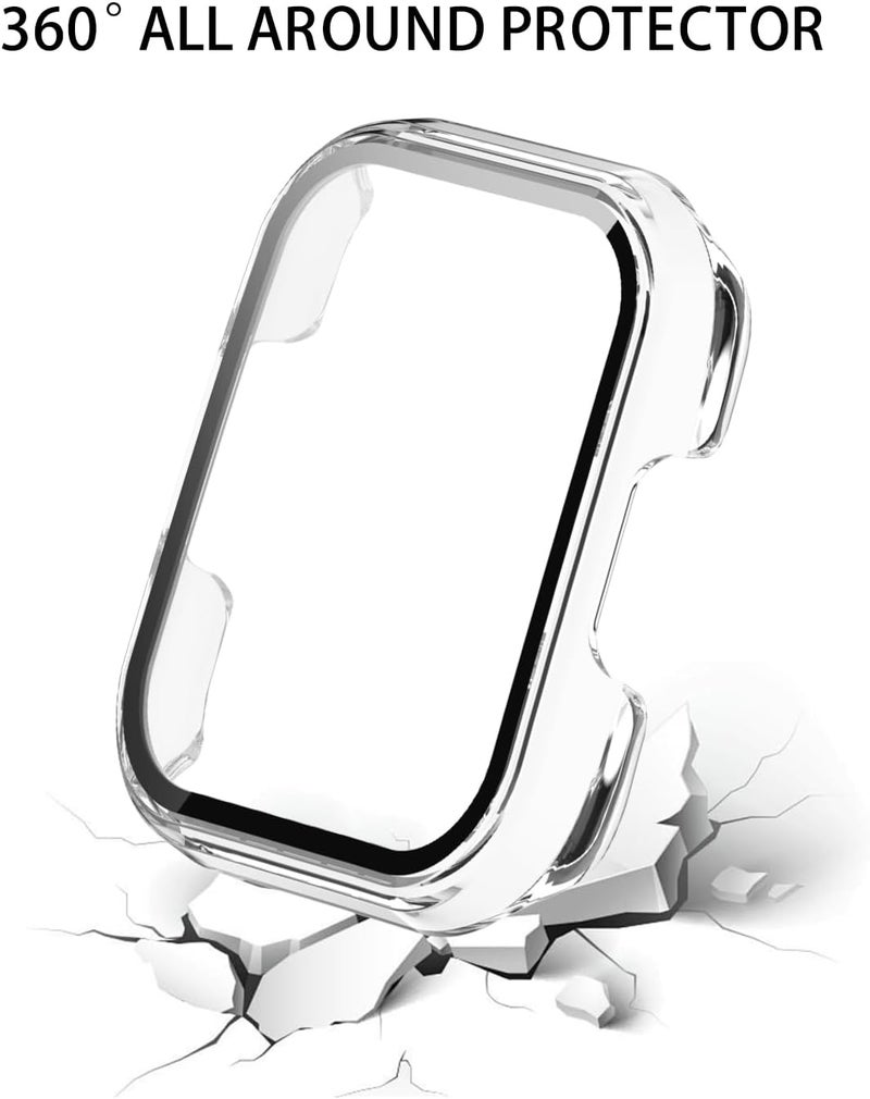WUNIAK Case for SKG V7/V7 Pro,Hard PC Screen Protector for V7 Pro Smartwatch,9H Tempered Glass Ultra-Thin Full-Coverage Shockproof Bumper,(Transparent) - Image 4