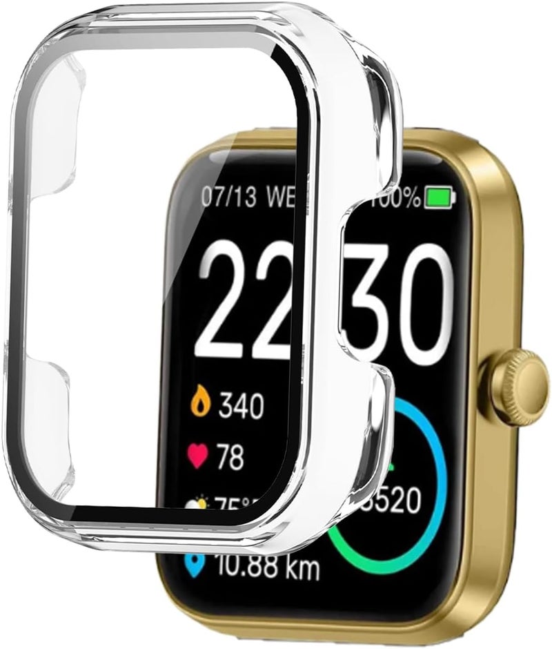 WUNIAK Case for SKG V7/V7 Pro,Hard PC Screen Protector for V7 Pro Smartwatch,9H Tempered Glass Ultra-Thin Full-Coverage Shockproof Bumper,(Transparent) - Image 1