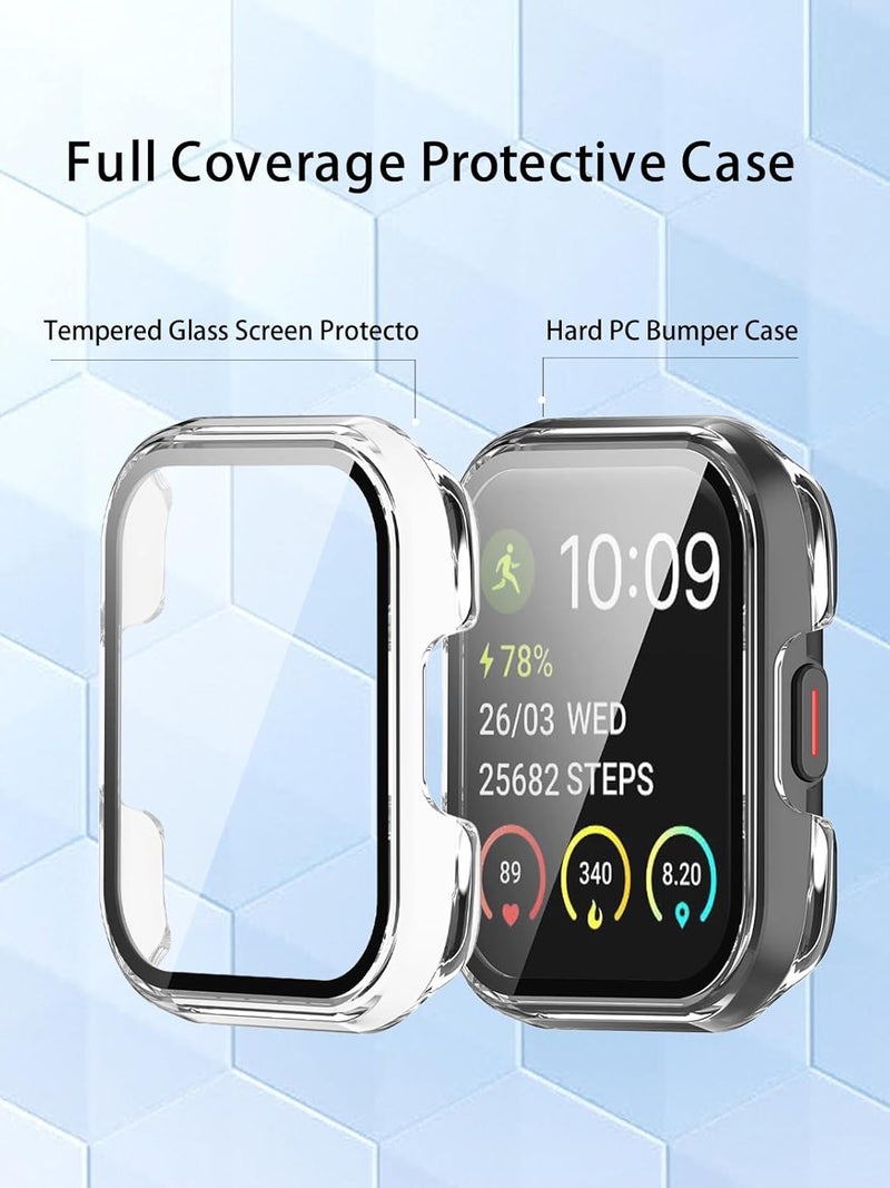 WUNIAK Case for SKG V7/V7 Pro,Hard PC Screen Protector for V7 Pro Smartwatch,9H Tempered Glass Ultra-Thin Full-Coverage Shockproof Bumper,(Transparent) - Image 3