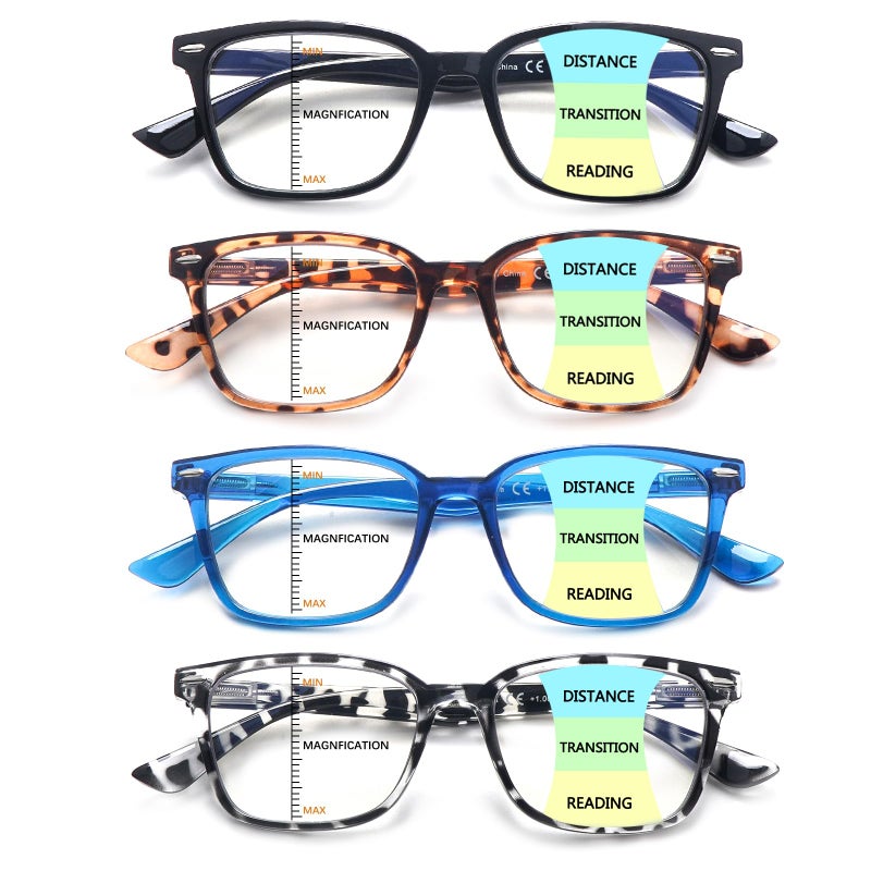 CLASAGA Progressive Multifocus Reading Glasses for Women Men Blue Light Blocking Multifocal Computer Readers Eyeglasses 4 mix 15 x
