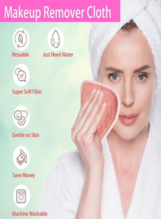 BloomSesame Makeup Remover Cloths for Face, Eye, Lips - Reusable Makeup Remover Pads Soft Microfiber Facial Cleansing Cloths 5 x 5 inch 6 Pack (Coral) - Image 2