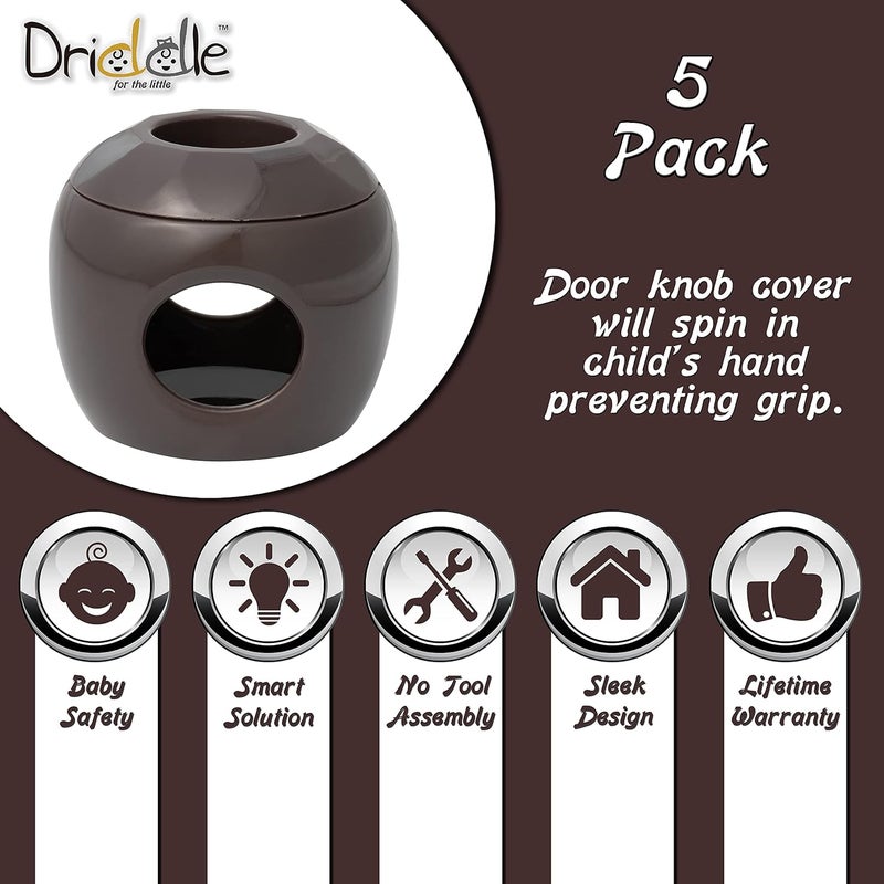 Driddle New  Improved  Door knob Baby Safety Cover  5 Pack  Deter Little Kids from Opening Doors with A Child Proof Door Handle Lock  Driddle - Image 3