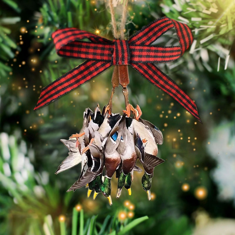 Talataca Duck Hunting 2D Flat Wooden Christmas Ornament  Mallard Duck Hunting Pine Tree Decor  Hanging House Charm Eve Keepsake  Wood Car Mirror Accessories  Xmas Gift  Xmas Gift - Image 1