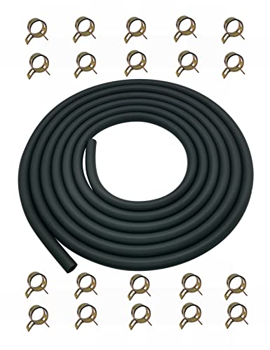 YAMAKATO 10 Feet 1/4 Inch ID Fuel Line Hose for Kawasaki Kohler Briggs & Stratton Small Gas Diesel Powersports Engines and Generators w/ 20 Clamp Rubber Black - Image 1