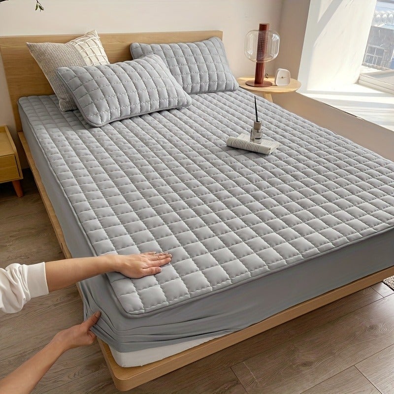 1pc Quilted Mattress Protector (Without Pillow And Core), Soft Comfortable Solid Color Bedding Mattress Cover, Fitted Sheet Mattress Protector for Bedroom, Guest Room, with Deep Pocket, Fitted Sheet 90*200cm 160 * 200cm, And Other Multiple Sizes - Image 3