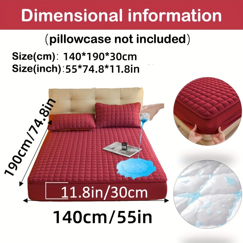 1pc Quilted Mattress Protector (Without Pillow And Core), Soft Comfortable Solid Color Bedding Mattress Cover, Fitted Sheet Mattress Protector for Bedroom, Guest Room, with Deep Pocket, Fitted Sheet 90*200cm 160 * 200cm, And Other Multiple Sizes - Image 1
