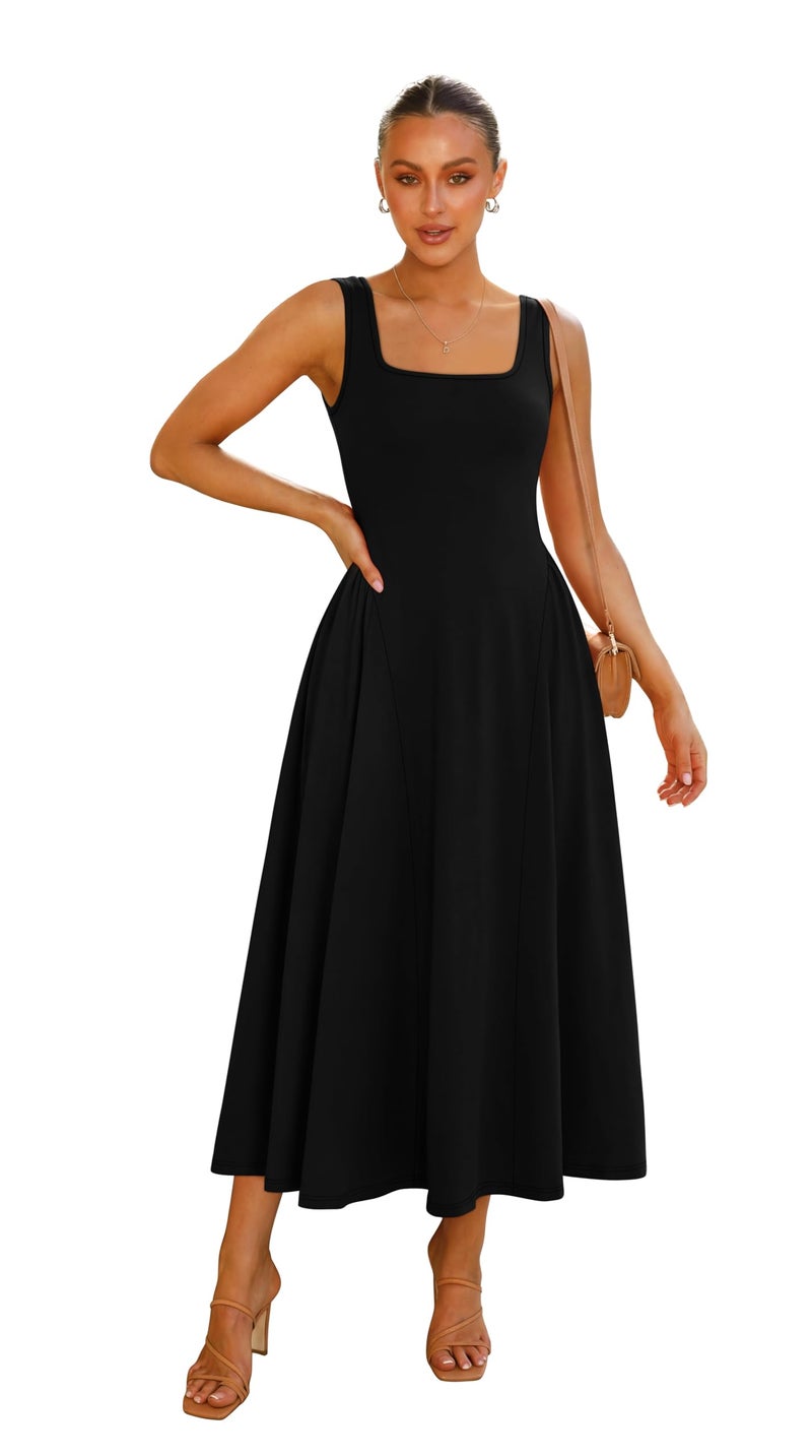 OFEEFAN Spring Summer Dresses for Women Vestidos Elegantes De Mujer Black Graduation A Line Maxi Sundresses Midi Wedding Guest Birthday Elegant Outfits S - Image 2