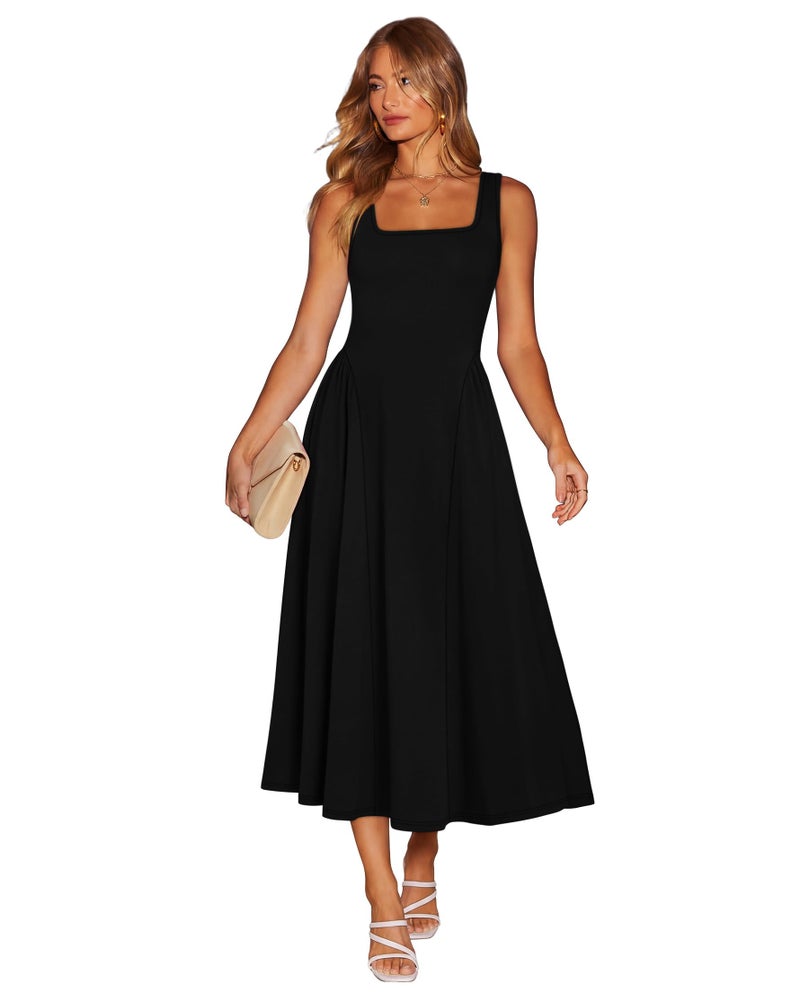 OFEEFAN Spring Summer Dresses for Women Vestidos Elegantes De Mujer Black Graduation A Line Maxi Sundresses Midi Wedding Guest Birthday Elegant Outfits S - Image 4