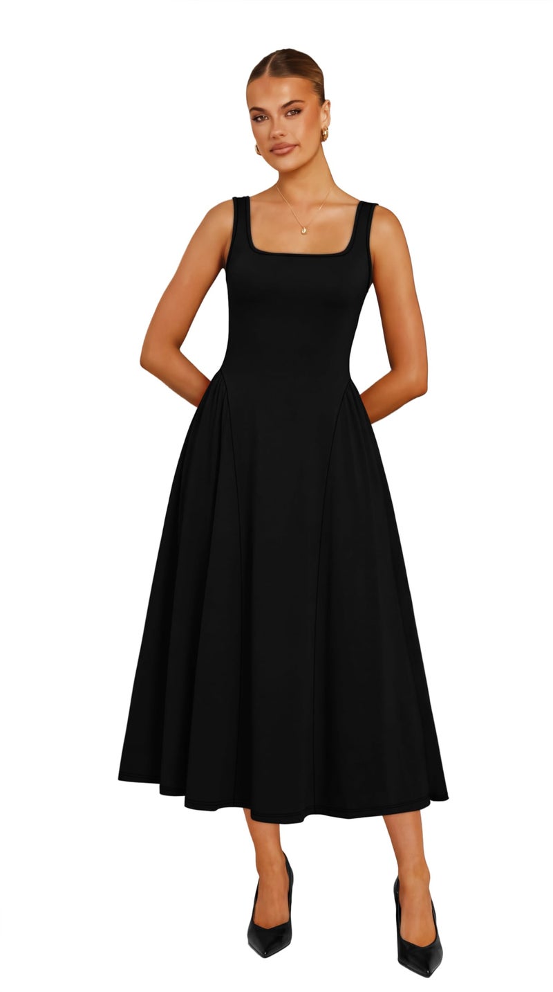 OFEEFAN Spring Summer Dresses for Women Vestidos Elegantes De Mujer Black Graduation A Line Maxi Sundresses Midi Wedding Guest Birthday Elegant Outfits S - Image 3
