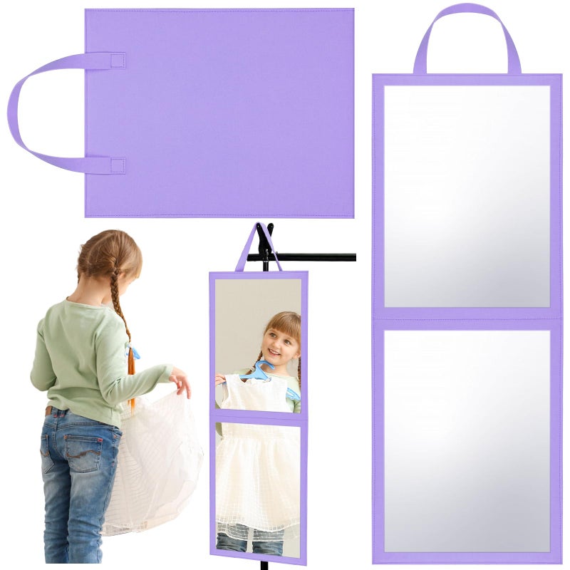GlikCeil Foldable Portable Full Length Mirror for Dorm Dance Backstage Camping Travel Hanging Folding Makeup Body Mirror for Dancers Artists Home Aestheticians SpaPurple335 X 134