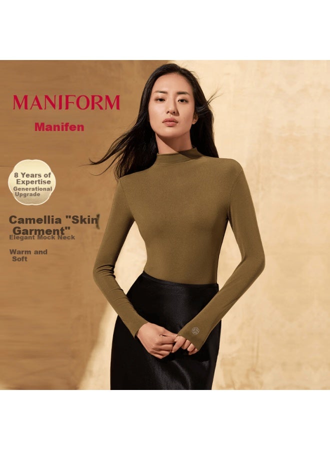 Maniform Manifen New High Neck Base Shirt Women Camellia Half Stand Collar Skin-friendly Comfortable Long Sleeve T-shirt Outerwear - Image 1