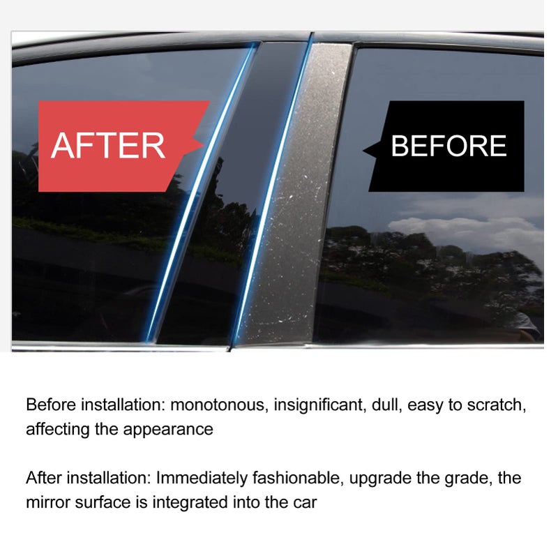 OUKENS 6 Pcs Side Door Window Cover Trim,Glossy Black Pillar Posts Decal Sticker for Civic Sedan 10th Gen 2016â€‘2021 - Image 5