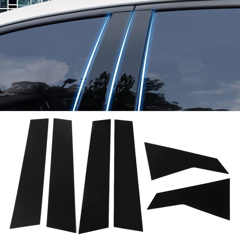 OUKENS 6 Pcs Side Door Window Cover Trim,Glossy Black Pillar Posts Decal Sticker for Civic Sedan 10th Gen 2016â€‘2021 - Image 1