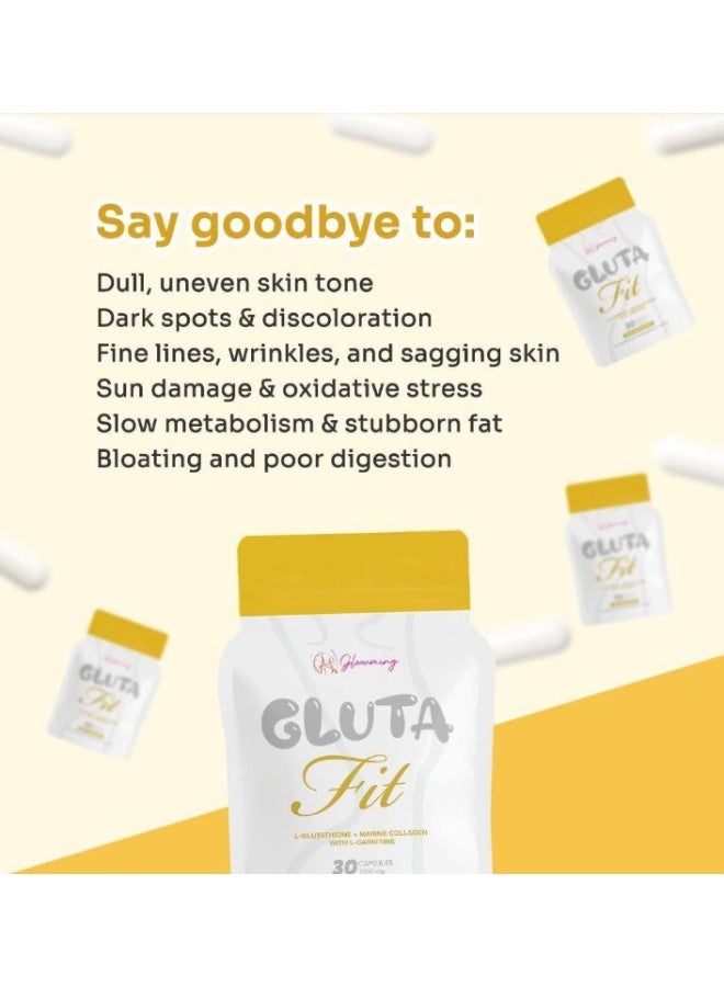 غلومنج غلوتا فيت (GLUTA Fit): إل-غلوتاثيون + كولاجين بحري مع إل-كارنيتين (100 ملغ) – 30 كبسولة لنضارة البشرة ودعم الكولاجين والجمال. - Image 5