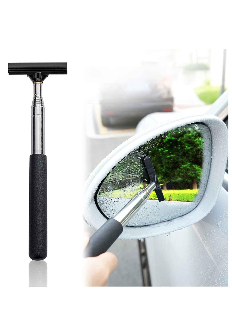 MOCOM Universal Car Rearview Mirror Wiper with Telescopic Long Rod | Retractable Auto Glass Squeegee | Portable Automotive Mirror Cleaner for Raindrops, Snow, and Fog | Easy-to-Store Car Accessory  - Image 1