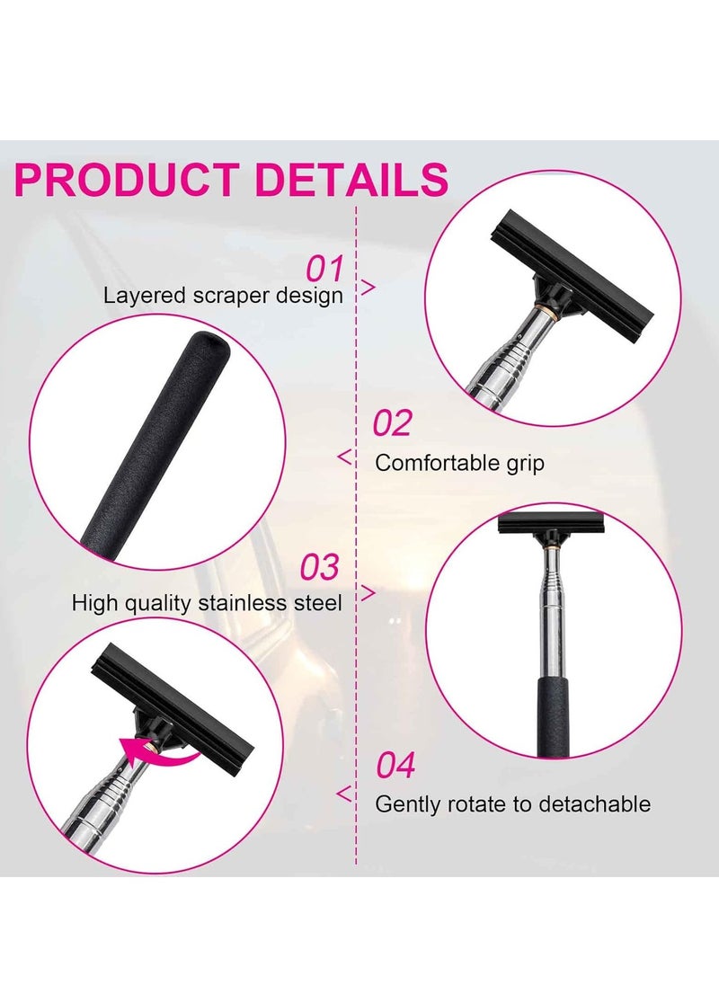 MOCOM Universal Car Rearview Mirror Wiper with Telescopic Long Rod | Retractable Auto Glass Squeegee | Portable Automotive Mirror Cleaner for Raindrops, Snow, and Fog | Easy-to-Store Car Accessory  - Image 4