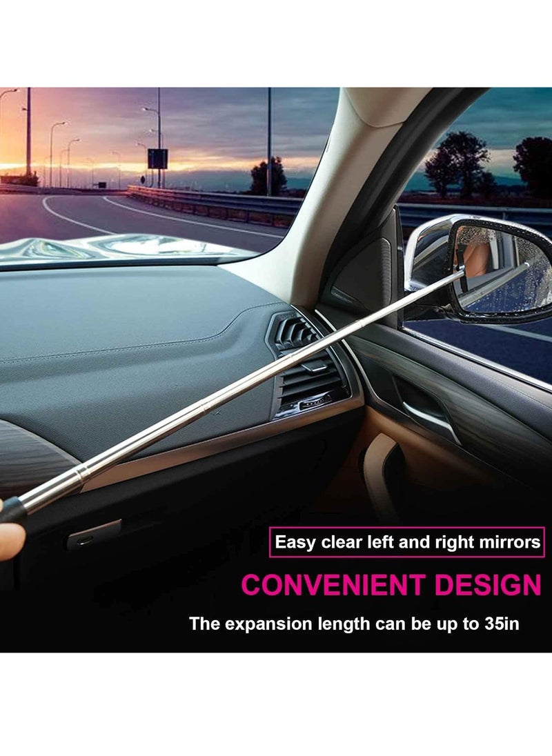 MOCOM Universal Car Rearview Mirror Wiper with Telescopic Long Rod | Retractable Auto Glass Squeegee | Portable Automotive Mirror Cleaner for Raindrops, Snow, and Fog | Easy-to-Store Car Accessory  - Image 2