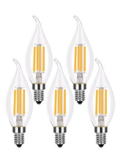 Y&D E14 Led Bulb, Flame Tip LED Filament Candle Light 40w Incandescent Equivalent C35 4W 2700K Warm White, Energy Saving Chandelier Ceiling Bent-Tip Bulbs 360°Beam Angle(5Pcs White)  - Image 1